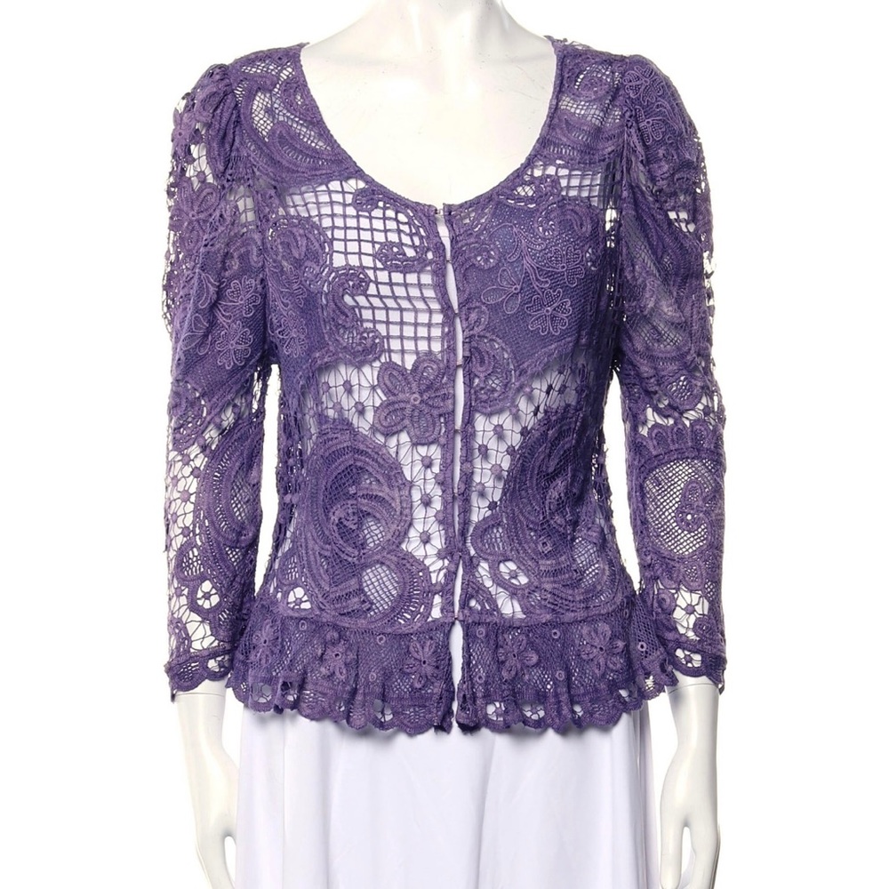 LoveShackFancy Purple Crochet Cardigan